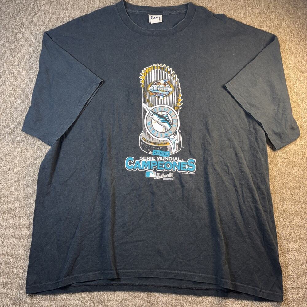 2003 Florida Marlins World Series Série Mundial Canpeones Shirt Black 2XL